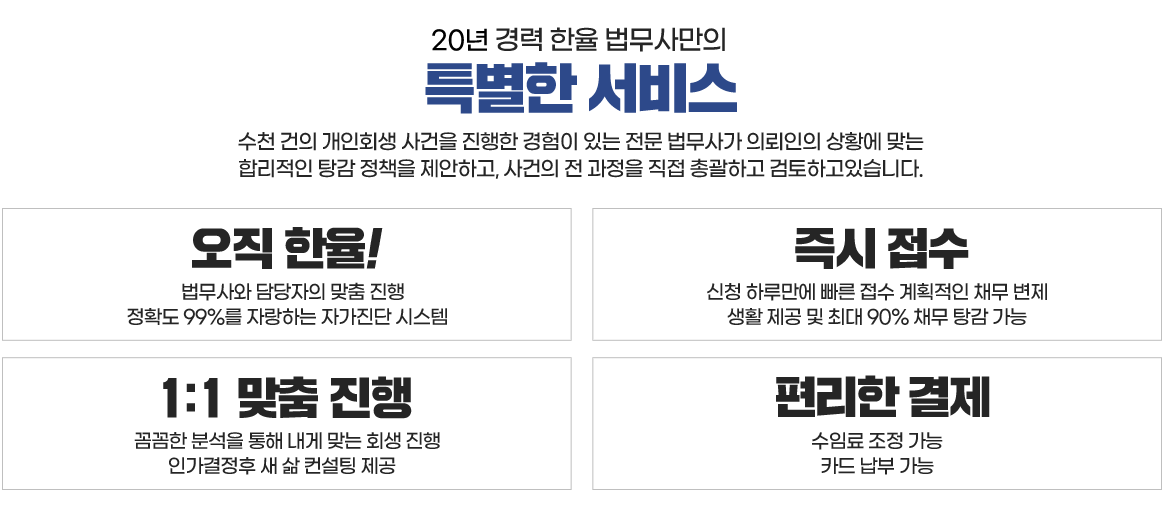 15년 경력 한율 법무사만의 특별한 서비스
